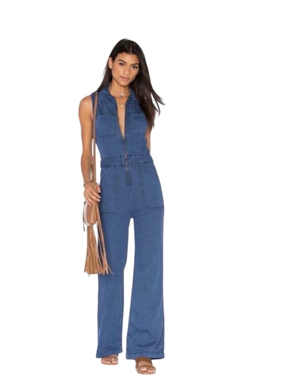 Free People The Wind Denim Jumpsuit 4